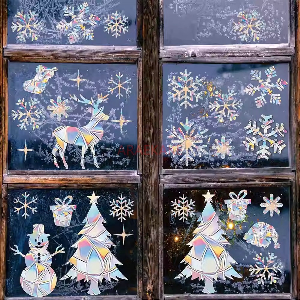 Snowflake Window Decal - 2 Conjuntos de Adesivos Eletrostáticos de