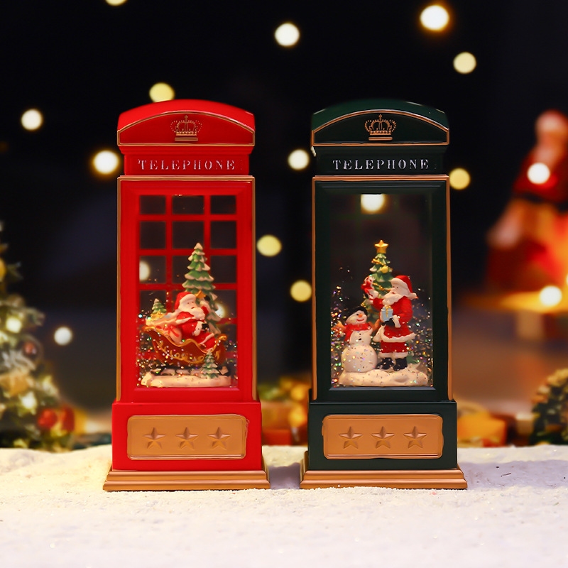 Snow Globe Musical - Cabine de telefone de natal luz
