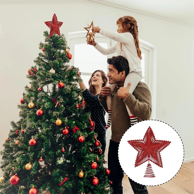 25cm vermelho glitter árvore d - Star Tree Topper avaliação e preço