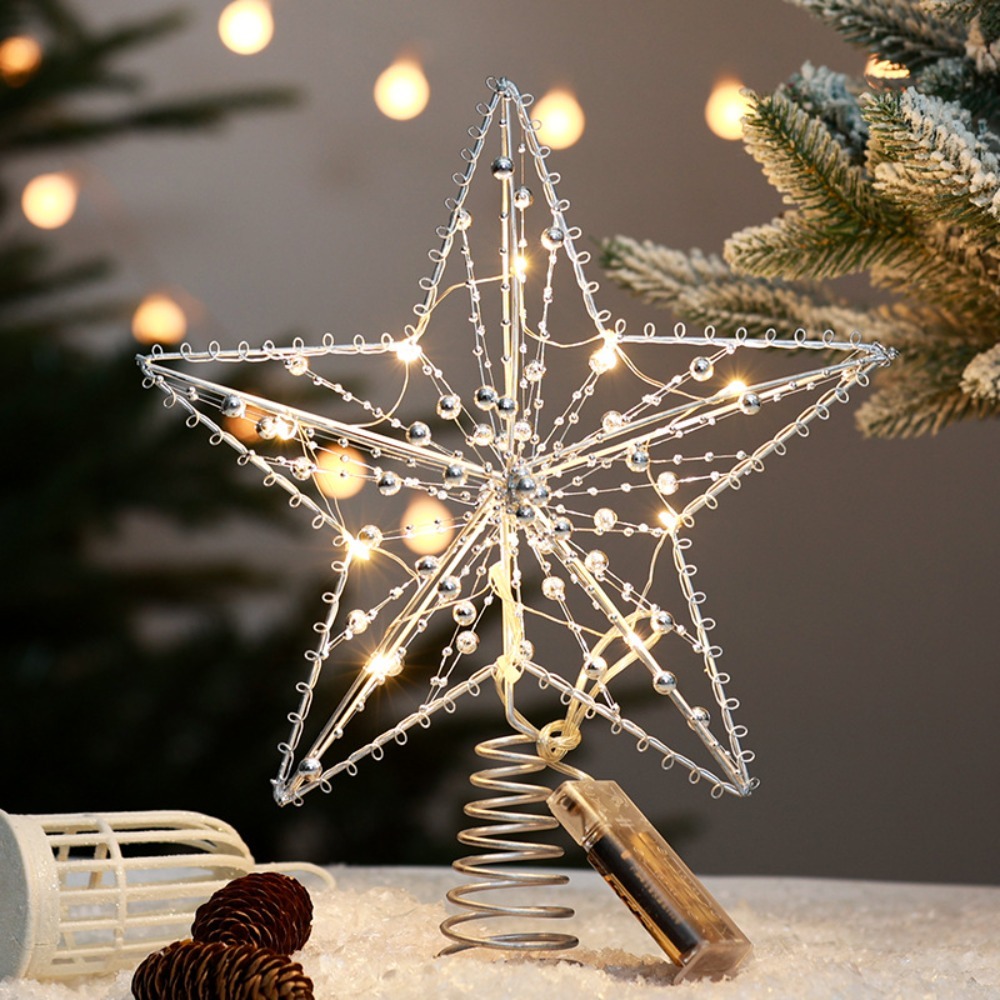 Ouro/prata led árvore de natal - Star Tree Topper avaliação e preço