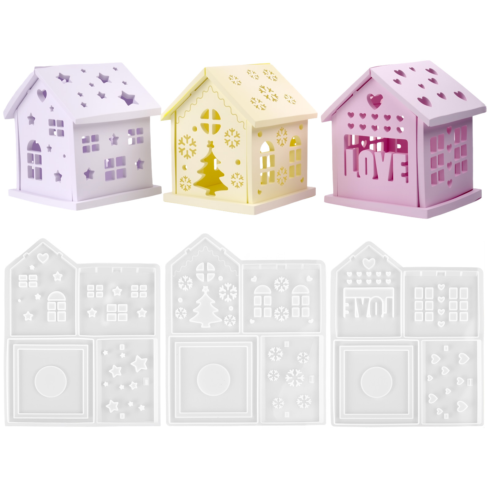 Casa 3d molde de silicone diy  - Holiday Candle Set avaliação e preço