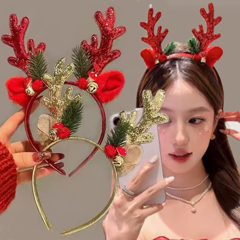 Tiara de Natal com Chifres de  - Reindeer Antlers Headband avaliação e preço