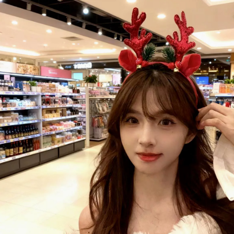 Tiara de Natal com Chifres de  - Reindeer Antlers Headband avaliação e preço
