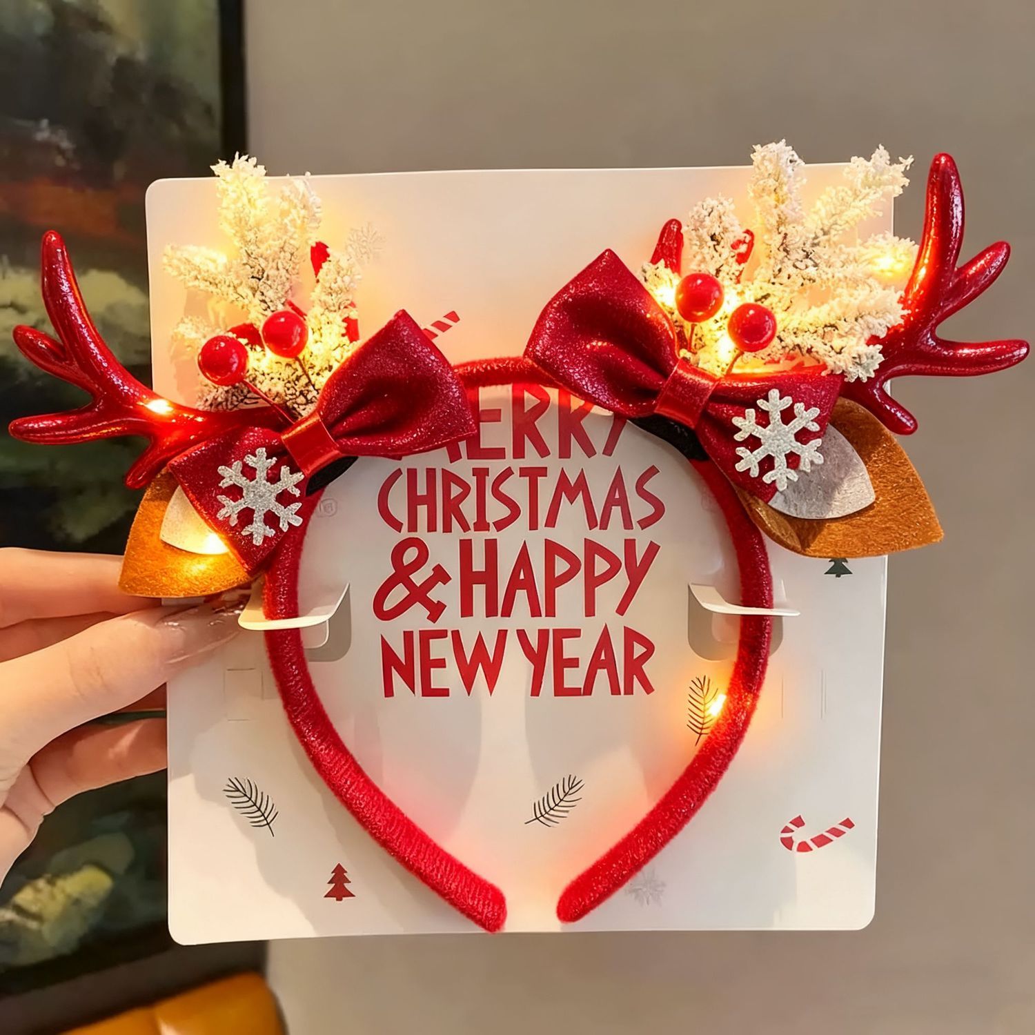 Tiara de Natal com Antenas de  - Reindeer Antlers Headband avaliação e preço