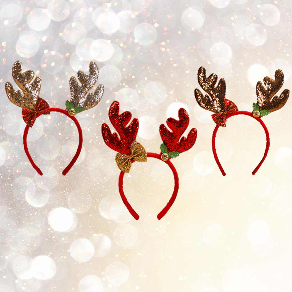 Conjunto de 3 Tiara de Natal c - Reindeer Antlers Headband avaliação e preço